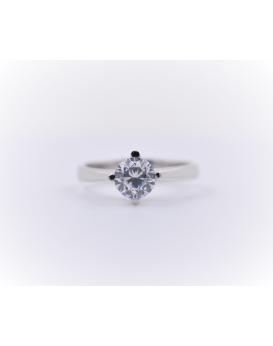 ANELLO SOLITARIO IN ORO BIANCO 18 K CON DIAMANTE NATURALE CERTIFICATO DGC