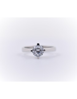 ANELLO SOLITARIO IN ORO BIANCO 18 K CON DIAMANTE NATURALE CERTIFICATO DGC