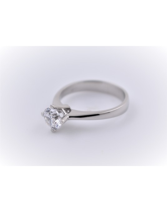 ANELLO SOLITARIO IN ORO BIANCO 18 K CON DIAMANTE NATURALE CERTIFICATO DGC