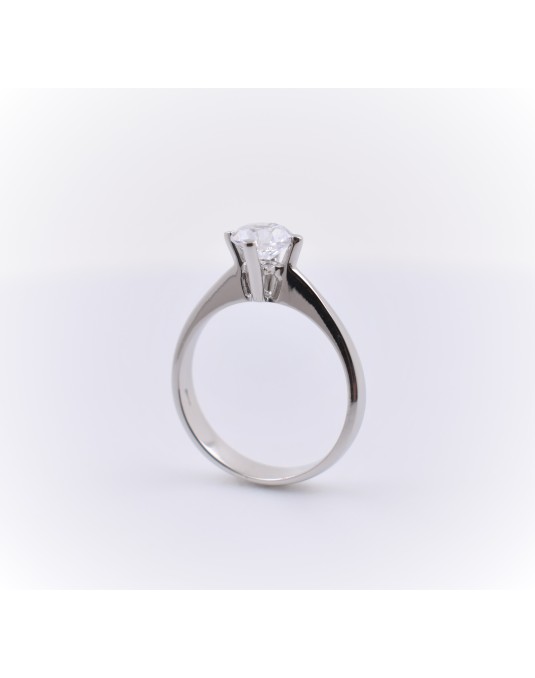 ANELLO SOLITARIO IN ORO BIANCO 18 K CON DIAMANTE NATURALE CERTIFICATO DGC