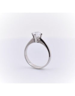 ANELLO SOLITARIO IN ORO BIANCO 18 K CON DIAMANTE NATURALE CERTIFICATO DGC