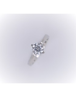 ANELLO SOLITARIO IN ORO BIANCO 18 K CON DIAMANTE NATURALE CERTIFICATO DGC