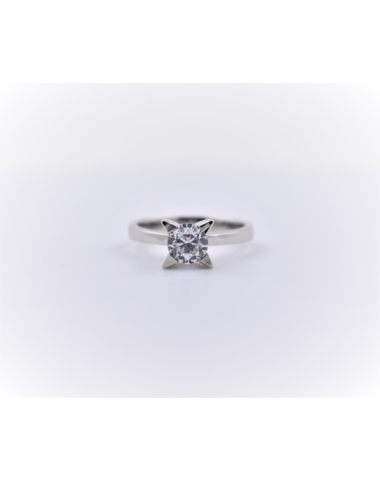 ANELLO SOLITARIO IN ORO BIANCO 18 K CON DIAMANTE NATURALE CERTIFICATO DGC