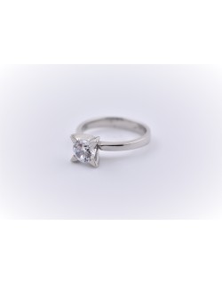 ANELLO SOLITARIO IN ORO BIANCO 18 K CON DIAMANTE NATURALE CERTIFICATO DGC