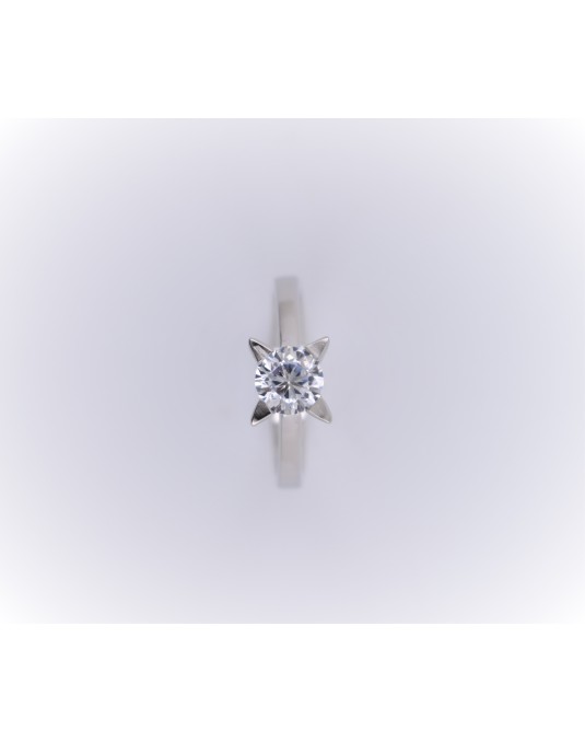 ANELLO SOLITARIO IN ORO BIANCO 18 K CON DIAMANTE NATURALE CERTIFICATO DGC