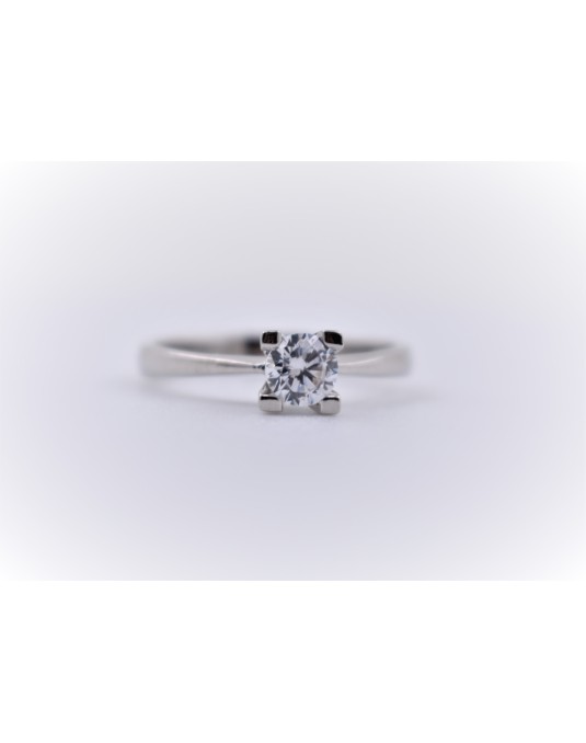 ANELLO SOLITARIO IN ORO BIANCO 18 K CON DIAMANTE NATURALE CERTIFICATO DGC