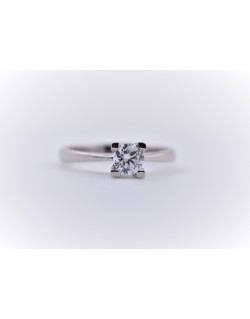ANELLO SOLITARIO IN ORO BIANCO 18 K CON DIAMANTE NATURALE CERTIFICATO DGC