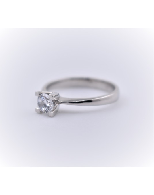 ANELLO SOLITARIO IN ORO BIANCO 18 K CON DIAMANTE NATURALE CERTIFICATO DGC