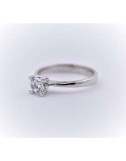 ANELLO SOLITARIO IN ORO BIANCO 18 K CON DIAMANTE NATURALE CERTIFICATO DGC