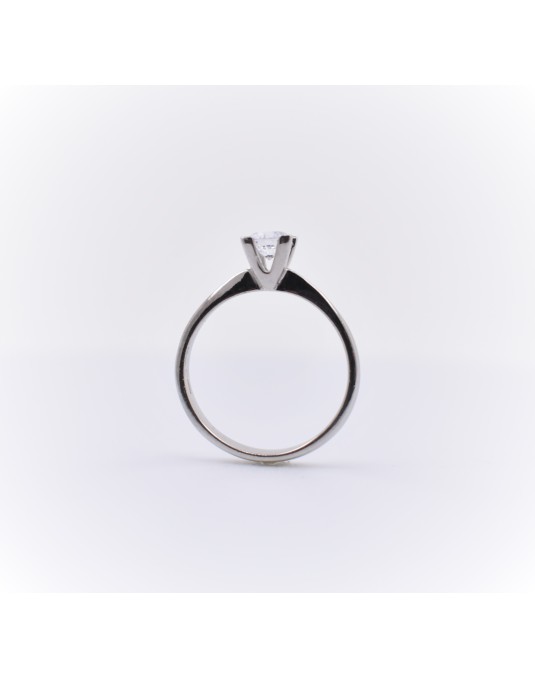 ANELLO SOLITARIO IN ORO BIANCO 18 K CON DIAMANTE NATURALE CERTIFICATO DGC