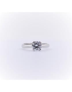 ANELLO SOLITARIO IN ORO BIANCO 18 K CON DIAMANTE NATURALE CERTIFICATO DGC