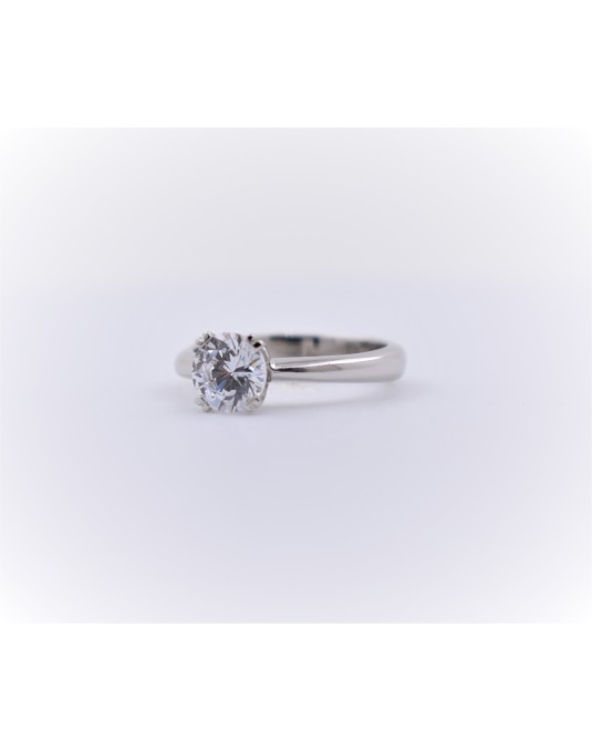 ANELLO SOLITARIO IN ORO BIANCO 18 K CON DIAMANTE NATURALE CERTIFICATO DGC