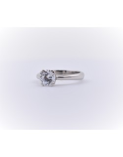 ANELLO SOLITARIO IN ORO BIANCO 18 K CON DIAMANTE NATURALE CERTIFICATO DGC