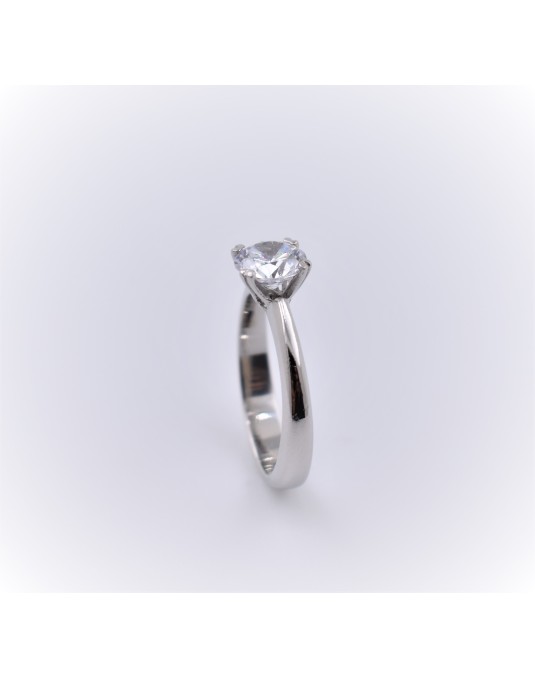 ANELLO SOLITARIO IN ORO BIANCO 18 K CON DIAMANTE NATURALE CERTIFICATO DGC