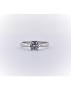ANELLO SOLITARIO IN ORO BIANCO 18 K CON DIAMANTE NATURALE CERTIFICATO DGC