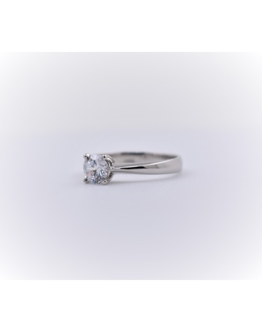 ANELLO SOLITARIO IN ORO BIANCO 18 K CON DIAMANTE NATURALE CERTIFICATO DGC