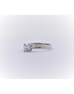 ANELLO SOLITARIO IN ORO BIANCO 18 K CON DIAMANTE NATURALE CERTIFICATO DGC