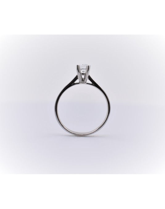 ANELLO SOLITARIO IN ORO BIANCO 18 K CON DIAMANTE NATURALE CERTIFICATO DGC