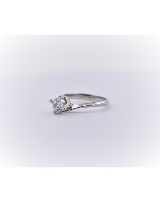 ANELLO SOLITARIO IN ORO BIANCO 18 K CON DIAMANTE NATURALE CERTIFICATO DGC