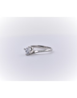 ANELLO SOLITARIO IN ORO BIANCO 18 K CON DIAMANTE NATURALE CERTIFICATO DGC