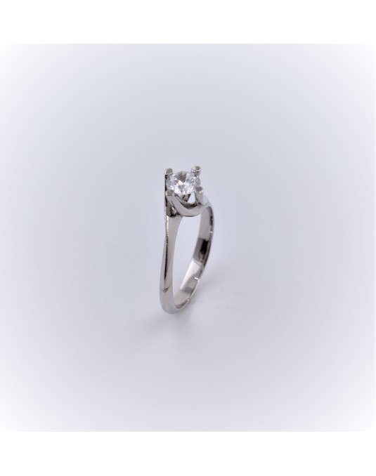 ANELLO SOLITARIO IN ORO BIANCO 18 K CON DIAMANTE NATURALE CERTIFICATO DGC