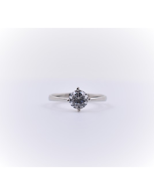 ANELLO SOLITARIO IN ORO BIANCO 18 K CON DIAMANTE NATURALE CERTIFICATO DGC