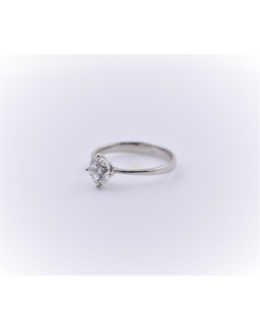 ANELLO SOLITARIO IN ORO BIANCO 18 K CON DIAMANTE NATURALE CERTIFICATO DGC