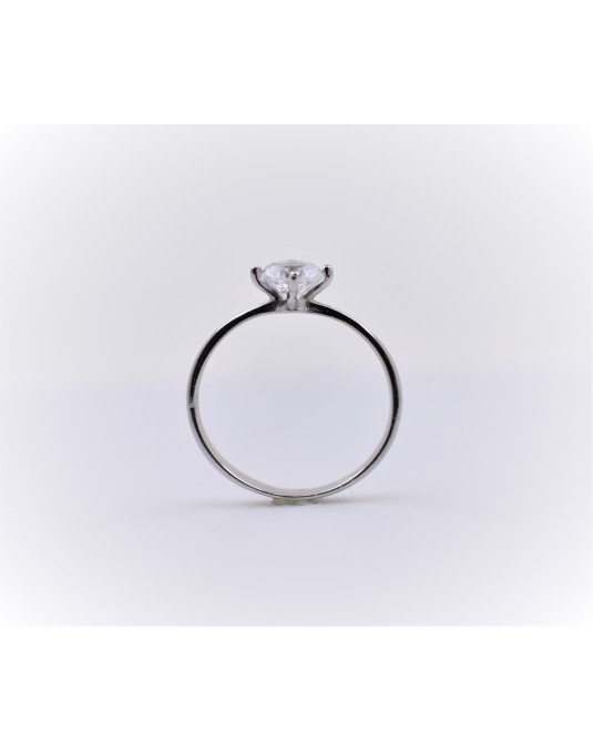 ANELLO SOLITARIO IN ORO BIANCO 18 K CON DIAMANTE NATURALE CERTIFICATO DGC