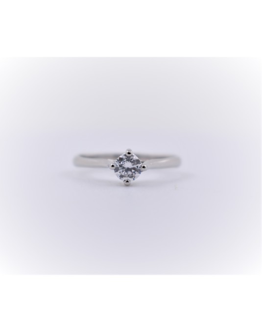 ANELLO SOLITARIO IN ORO BIANCO 18 K CON DIAMANTE NATURALE CERTIFICATO DGC