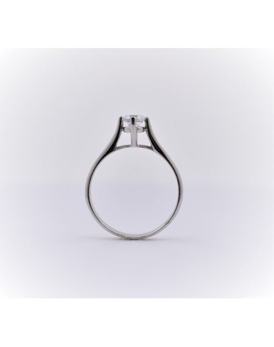 ANELLO SOLITARIO IN ORO BIANCO 18 K CON DIAMANTE NATURALE CERTIFICATO DGC