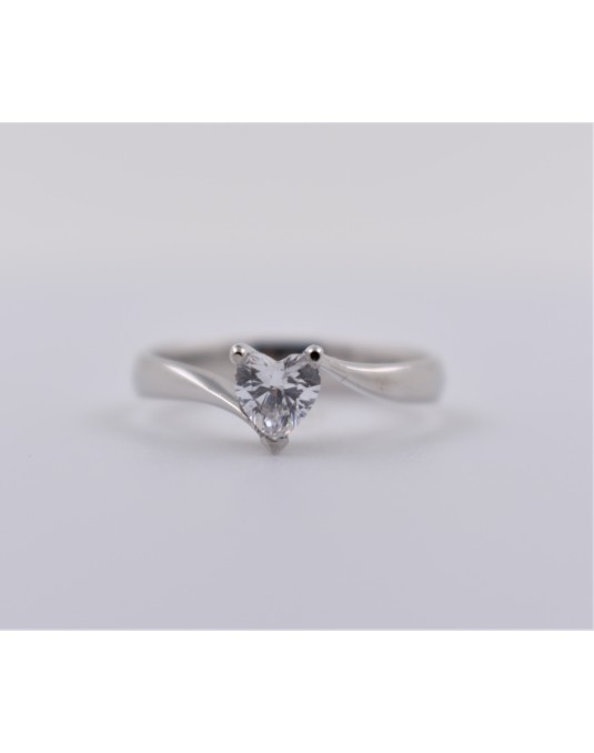 ANELLO SOLITARIO IN ORO BIANCO 18 K CON DIAMANTE NATURALE CERTIFICATO DGC