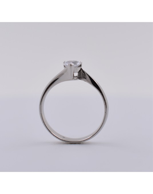 ANELLO SOLITARIO IN ORO BIANCO 18 K CON DIAMANTE NATURALE CERTIFICATO DGC