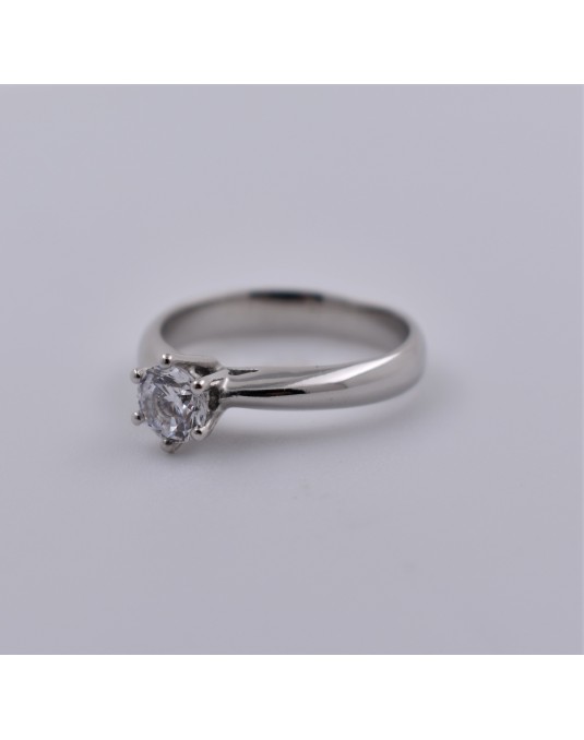 ANELLO SOLITARIO IN ORO BIANCO 18 K CON DIAMANTE NATURALE CERTIFICATO DGC