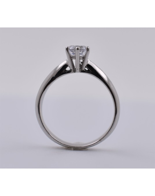 ANELLO SOLITARIO IN ORO BIANCO 18 K CON DIAMANTE NATURALE CERTIFICATO DGC