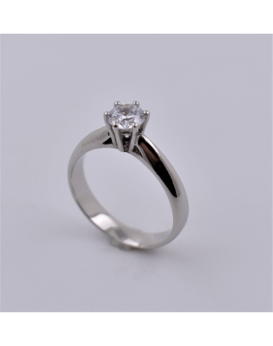 ANELLO SOLITARIO IN ORO BIANCO 18 K CON DIAMANTE NATURALE CERTIFICATO DGC