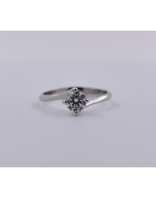 ANELLO SOLITARIO IN ORO BIANCO 18 K CON DIAMANTE NATURALE CERTIFICATO DGC