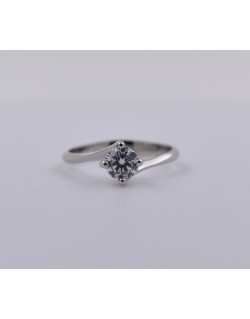 ANELLO SOLITARIO IN ORO BIANCO 18 K CON DIAMANTE NATURALE CERTIFICATO DGC