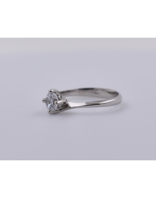 ANELLO SOLITARIO IN ORO BIANCO 18 K CON DIAMANTE NATURALE CERTIFICATO DGC
