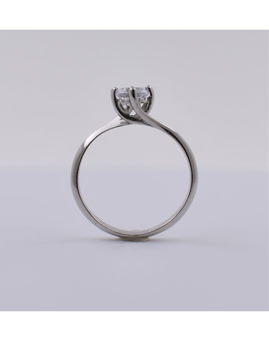 ANELLO SOLITARIO IN ORO BIANCO 18 K CON DIAMANTE NATURALE CERTIFICATO DGC