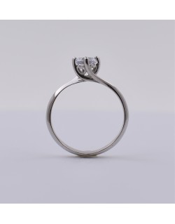 ANELLO SOLITARIO IN ORO BIANCO 18 K CON DIAMANTE NATURALE CERTIFICATO DGC