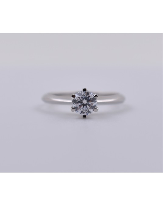 ANELLO SOLITARIO IN ORO BIANCO 18 K CON DIAMANTE NATURALE CERTIFICATO DGC