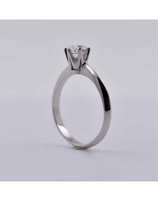 ANELLO SOLITARIO IN ORO BIANCO 18 K CON DIAMANTE NATURALE CERTIFICATO DGC