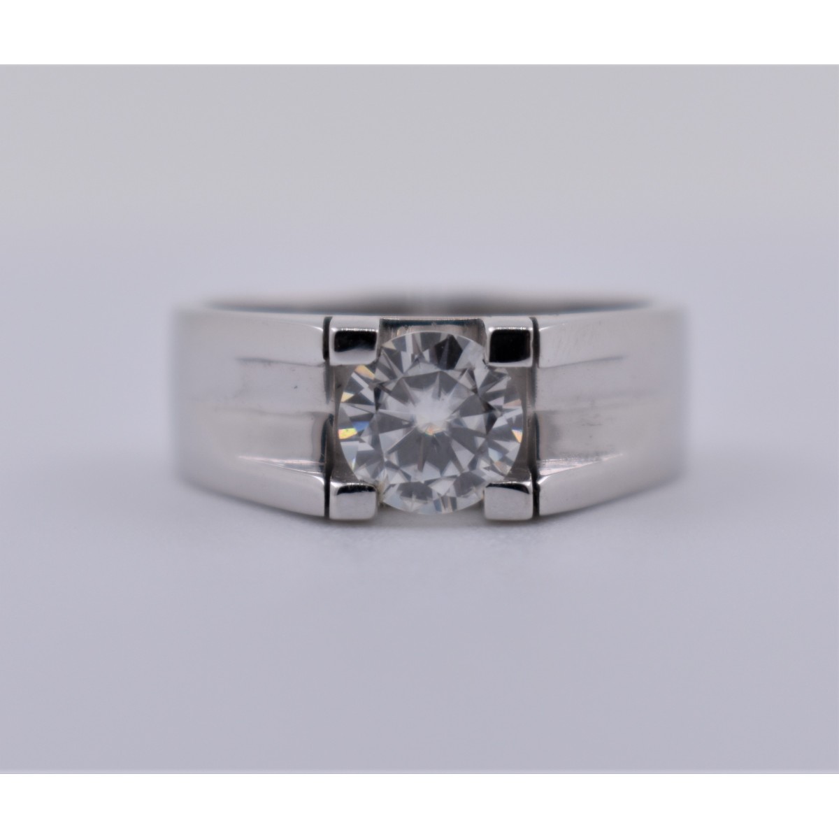 Anello Uomo Solitario Con Diamante Simulato 1,20 Ct - Argento 925 Placcato Oro