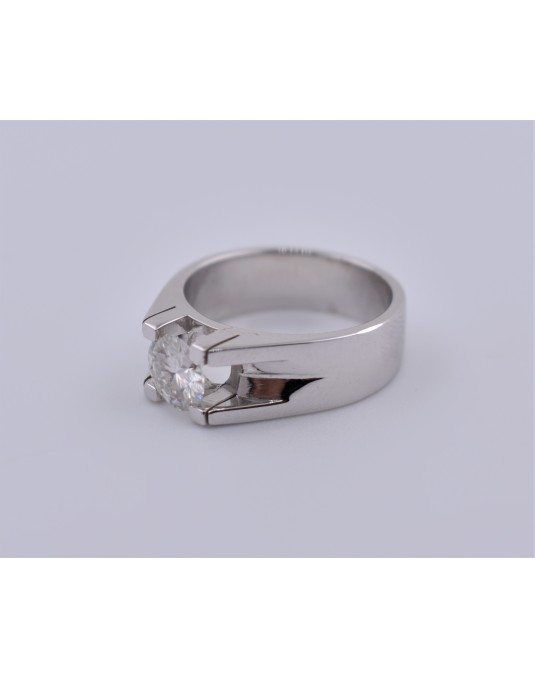 ANELLO SOLITARIO IN ORO BIANCO 18 K CON DIAMANTE NATURALE CERTIFICATO DGC