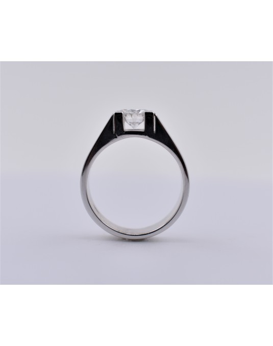 ANELLO SOLITARIO IN ORO BIANCO 18 K CON DIAMANTE NATURALE CERTIFICATO DGC