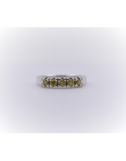 ANELLO RIVIERA VERETTA IN ORO BIANCO 18K CON DIAMANTI NATURALI GIALLI