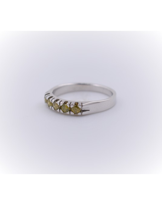 ANELLO RIVIERA VERETTA IN ORO BIANCO 18K CON DIAMANTI NATURALI GIALLI