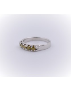 ANELLO RIVIERA VERETTA IN ORO BIANCO 18K CON DIAMANTI NATURALI GIALLI