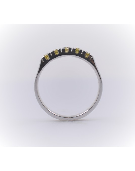 ANELLO RIVIERA VERETTA IN ORO BIANCO 18K CON DIAMANTI NATURALI GIALLI