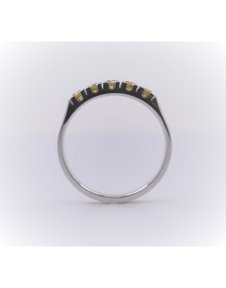 ANELLO RIVIERA VERETTA IN ORO BIANCO 18K CON DIAMANTI NATURALI GIALLI